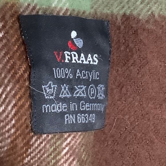 V. Fraas Brown Plaid Scarf, Made in Germany, Cozy, Preppy, and Vintage - Picture 3 of 5